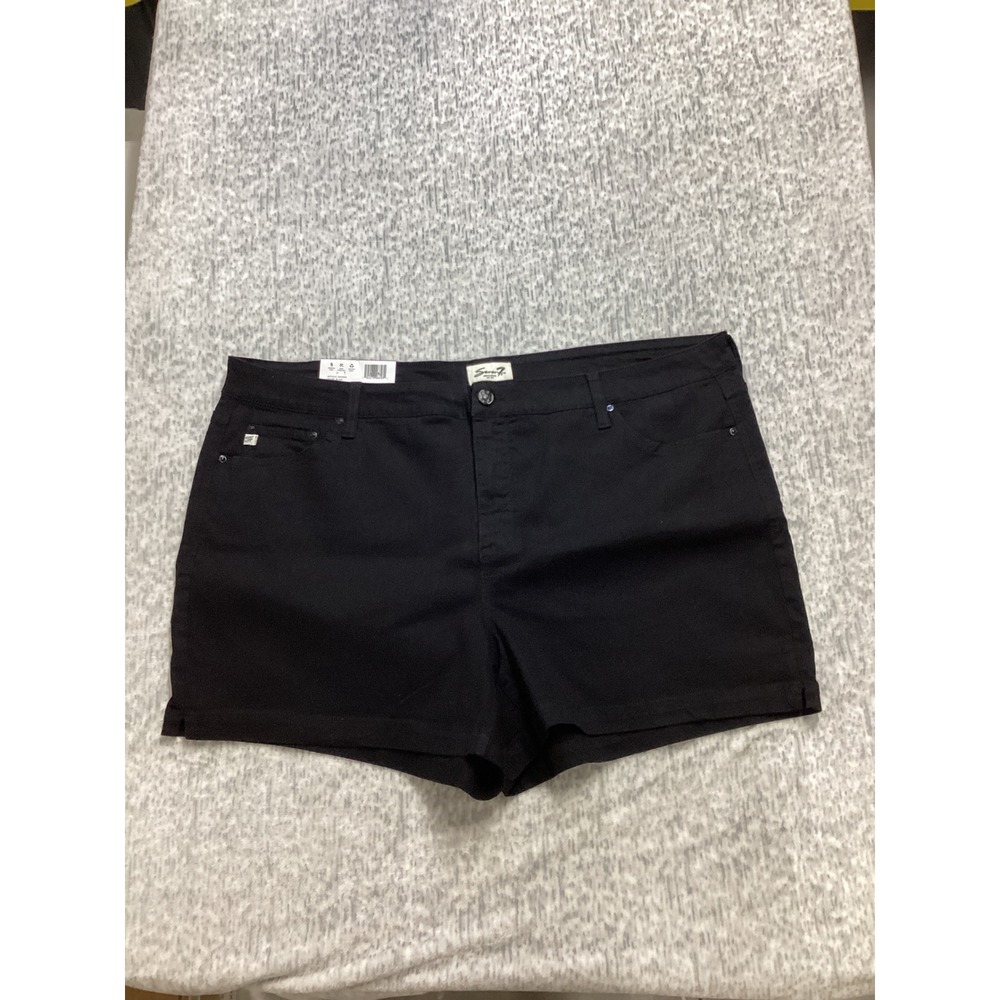 Seven7 Weekend Short Black Clean Hem Comfort Stretch Plus Size 24W 324368